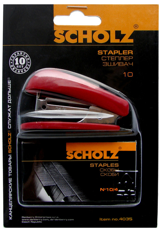 Степлер SCHOLZ (4035SCH), скоба №10, 8 арк., глибина скріплення 20мм, пластик